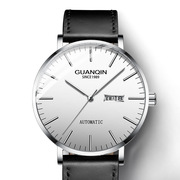 瑞士品牌镂空机械表男士，商务手表防水简约双日历手表