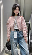 韩范时尚精致长袖短外套女2024春季立领小众气质减龄夹克上衣