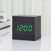 夜光闹钟LED声控木头钟 创意电子静音钟卧室床头钟学生座钟表温度