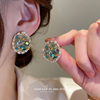 闪钻锆石水晶耳钉女小众设计高级感耳环2022年潮气质大气耳饰