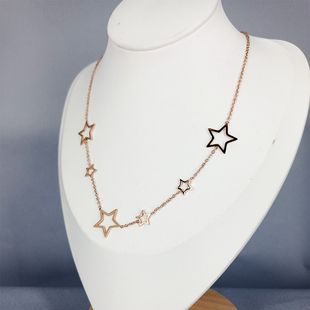 星星项链女小众设计感潮简约气质锁骨链钛钢玫瑰金饰品86160