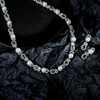 韩式简约气质锆石项链镶珍珠锁骨，链婚礼奢华项链耳环套装影楼首饰