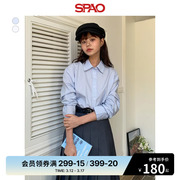 SPAO韩国同款2024年春季女士宽松长袖翻领衬衫SPYWE23W03