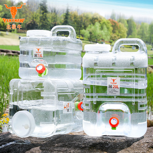 户外水桶家用储水用纯净矿泉，车载带龙头蓄水箱食品级塑料透明水桶