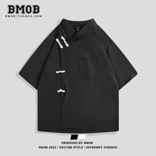 bmob夏季男女衬衫流行复古中国风薄款新中式，休闲盘扣个性唐装衬衣
