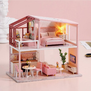 diy小屋拼装房子模型礼物手工玩具生日小制作屋别墅创意木质北欧