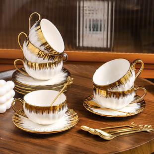 咖啡杯轻奢欧式高档精致杯碟，套装陶瓷茶杯杯子，咖啡具茶具女高颜值