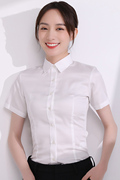 女士白色短袖衬衫女高档职业装，薄款工作服气质高级感修身正装衬衣