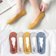 蕾丝船袜女士袜子女纯棉短袜，薄款浅口隐形袜，韩国夏季硅胶防滑可爱