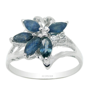 贵菲尔 925银天然蓝宝石戒指