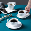 陶瓷咖啡杯套装纯白色骨瓷咖啡杯欧式创意杯碟英式红茶杯奶茶杯碟