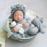 婴儿摄影服装影楼新生儿，满月百天照道具，宝宝月子照相帽子衣服套装