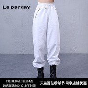 纳帕佳高腰长裤休闲裤2024早春女式黑白色个性时尚设计感裤子