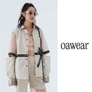 OAWEAR 原创设计米色拼接镂空工装织带礼物街头衬衫 男女