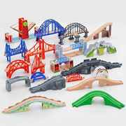 木质托马斯火车，散装轨道配件轨道桥系列，轨道场景益智玩具