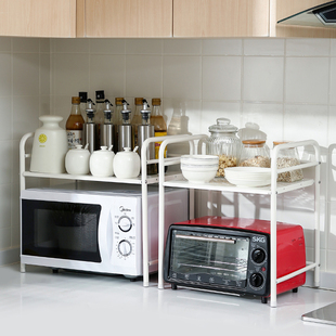 居家家厨房微波炉烤箱置物架桌面双层台面架家用多层调料收纳架子