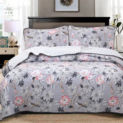 喜鹊中式床盖印花绗缝被，三件套纯棉全棉夹棉床垫，多功能软装薄被子