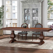 美式复古实木做旧长桌欧式乡村，餐桌茶桌原木大板桌法式会议办公台