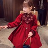 女童新年红色连衣裙秋冬季2023洋气，儿童加绒公主，裙国风拜年服