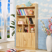 松木儿童书架书柜实木学生书柜书架简易书橱储物柜置物架带柜
