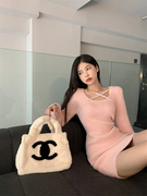 秋冬季御姐女装性感软糯长袖，针织连衣裙修身显瘦毛衣包臀裙女