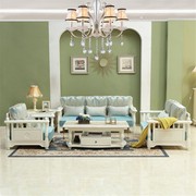 全实木白色沙发组合客厅整装美式小户型转角贵妃布艺沙发带木沙发
