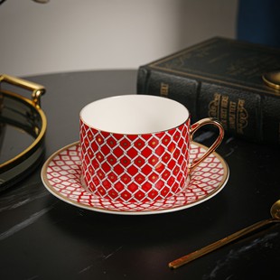 爱莉卡贝叶 红色STAR俄罗斯皇家瓷器Lomonosov宫廷风骨瓷咖啡杯