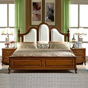 欧美式实木床真皮拉扣软包床婚床1.5米1.8米双人床气动高箱储物床