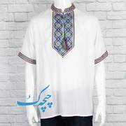 情侣刺绣衬衫女立领短袖，新疆民族风上衣，kanway绣花衬衣男员工t恤