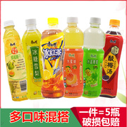 康师傅果汁茶饮品500ml*5瓶水蜜桃鲜果橙，冰糖雪梨冰红茶蜜茶饮料