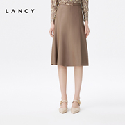 LANCY/朗姿2023春季皮裙女小众高级小众设计感女OL职业半身裙