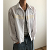 mrdong韩国男装轻薄尼龙，潮流线条时尚休闲防晒服长袖衬衫夹克