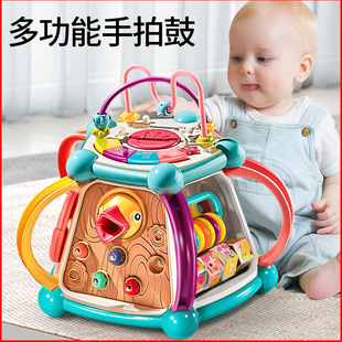 多功能益智手拍鼓六七面体拍拍鼓玩具，婴幼儿宝宝8个月1-3岁男女孩
