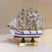 10CM摆件创意木质船模型家居酒柜客厅办公桌装饰一帆风顺