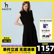 hazzys哈吉斯(哈吉斯)黑色，无袖连衣裙女士夏季修身显瘦翻领英伦裙子