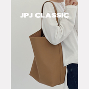 jpjclassic牛皮托特包女单(包女单，)肩大容量购物袋，休闲慵懒风腋下包通勤(包通勤)包