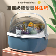 奶瓶收纳箱宝宝餐具收纳盒婴儿专用辅食工具碗筷沥水架防尘盖大号