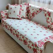 双面沙发垫纯棉四季通用田园小清新碎花韩式简约现代机洗红色坐垫
