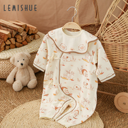 乐咪鼠0一3月婴儿和尚服秋冬季保暖德绒睡衣新生儿连体衣宝宝衣服