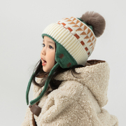 儿童帽子秋冬季宝宝毛线帽，时尚女童针织帽男童护耳帽保暖防风冬天