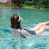 单人游泳床水上浮毯充气浮垫躺椅泳池透明漂浮床浮排水泡床送充筒