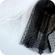 黑白色植绒波点蕾丝布料，面料辅料网纱裙子裙摆窗帘婚庆布艺材料