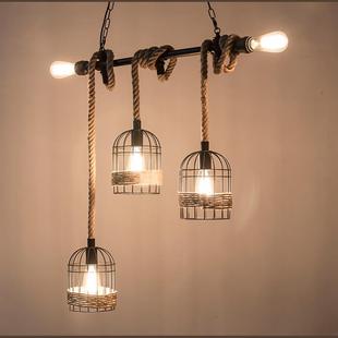 灯具工业风复古水管麻绳，吊灯loft个性，创意服装店餐厅网咖怀旧吊灯