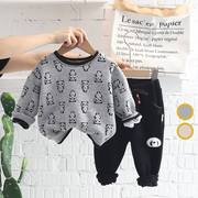 男童春秋套装0一1-2-3周岁半小童宝宝秋季衣服婴儿洋气卫衣两件套