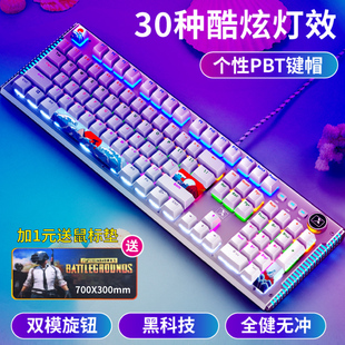 新盟珊瑚海机械键盘青轴，usb有线金属网红电竞宏游戏，专用108键套装