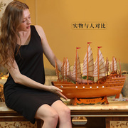 古代帆船模型装饰摆件郑和宝船木质船明朝郑和下西洋仿真木船成品