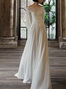 梵娜仙衣法式长袖轻婚纱复古超仙气质简约出门纱新娘小个子礼服