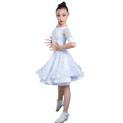 儿童拉丁舞裙少儿拉丁舞表演服装女童黑池高档分体蕾丝标准服练功
