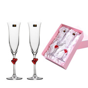 德国进口心形水晶玻璃香槟酒杯高脚杯结婚对杯礼盒装