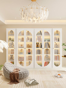 风奶油玻璃门展示柜铁艺书架收纳柜，储物柜法式书柜置物柜客厅家用